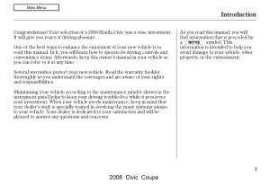 2008 Honda Civic Coupe Owners Manual 2-door